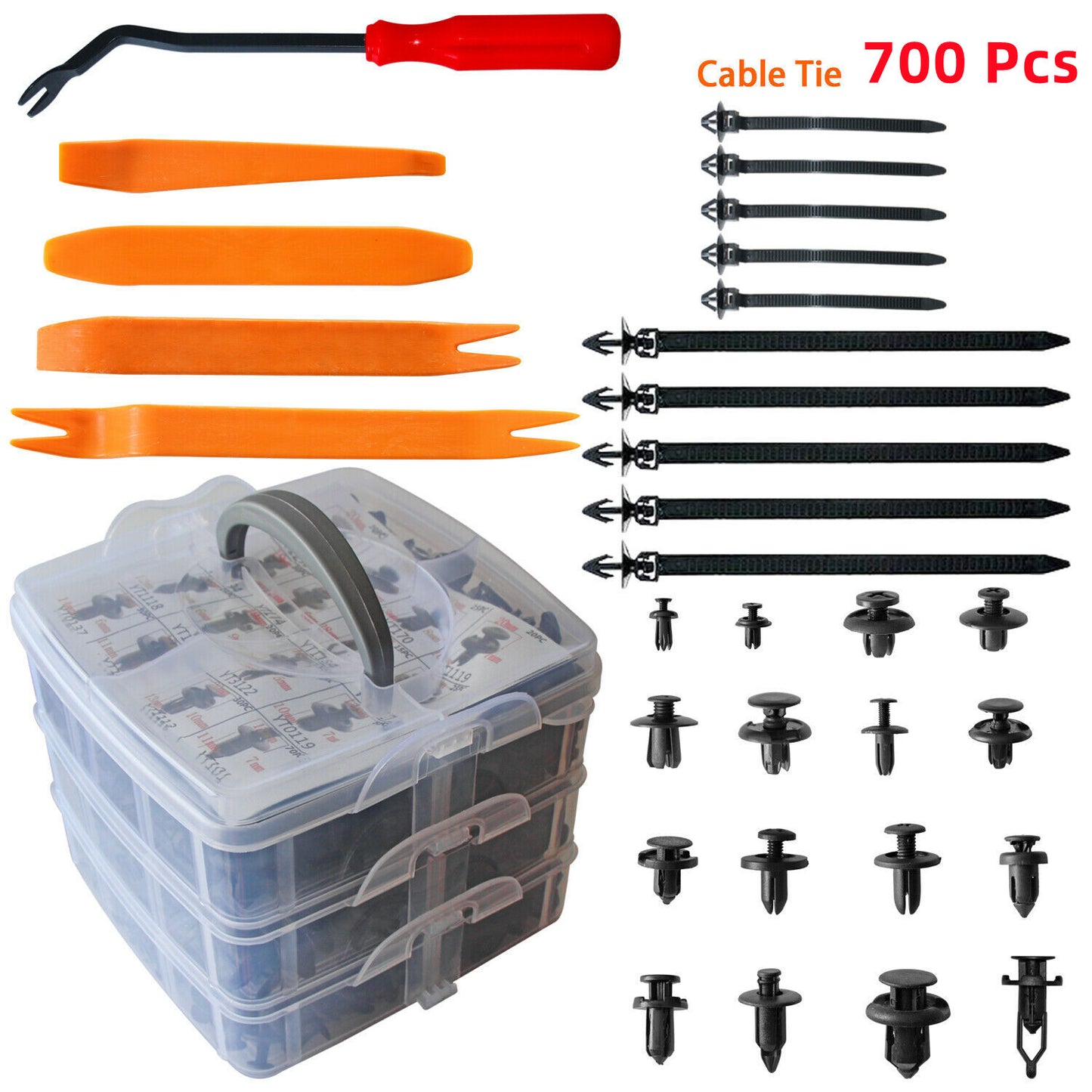 Fasteners for car body kits, 700 pieces, plastic retainers, plastic clips for Toyota