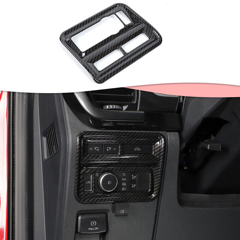 for Ford F-150 F150 2021 2022 Carbon Fiber Headlight Button Switch Cover Trim