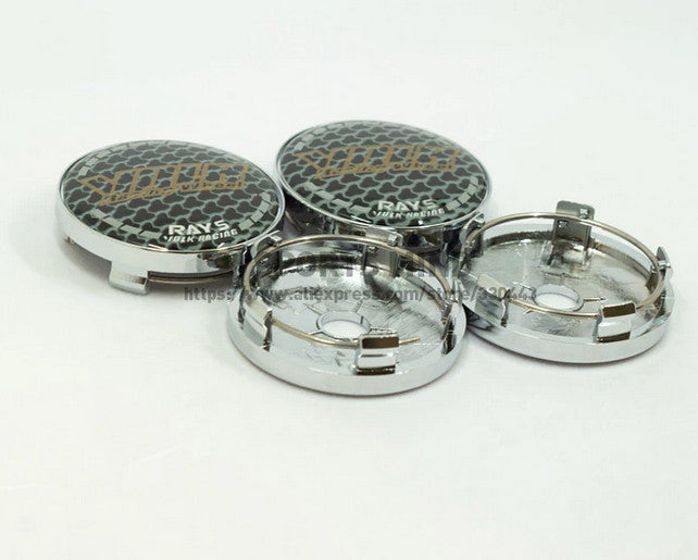4x60mm Volk Racing Chrome Alloy Wheel Center Hub Cap Rim Cap Decal Logo TE37