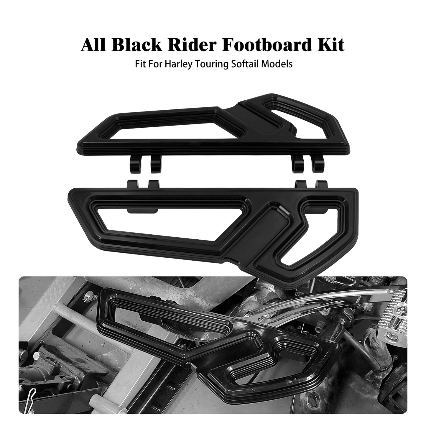 Black Empire Driver Footboards Floorboards for Harley Touring Road Electra Glide
