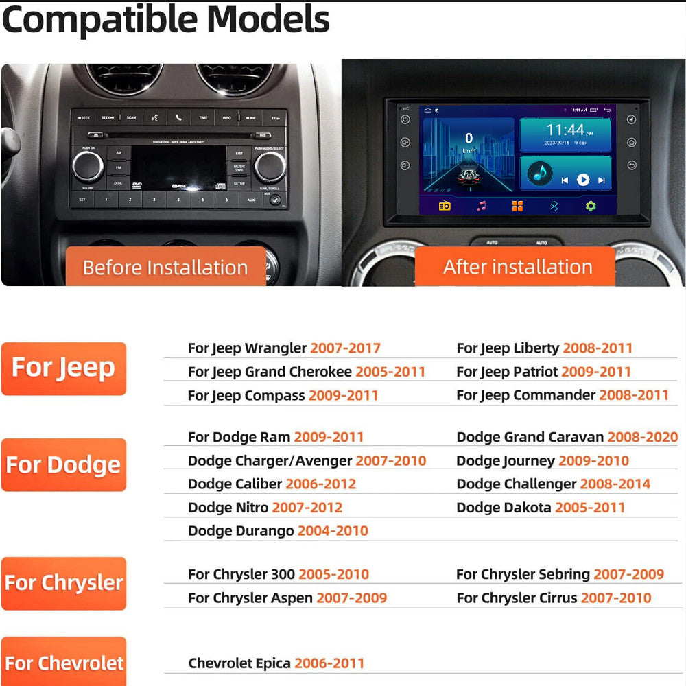 for Jeep Patriot 2009-2011 Android Auto Carplay Car Radio Stereo GPS Navi Screen