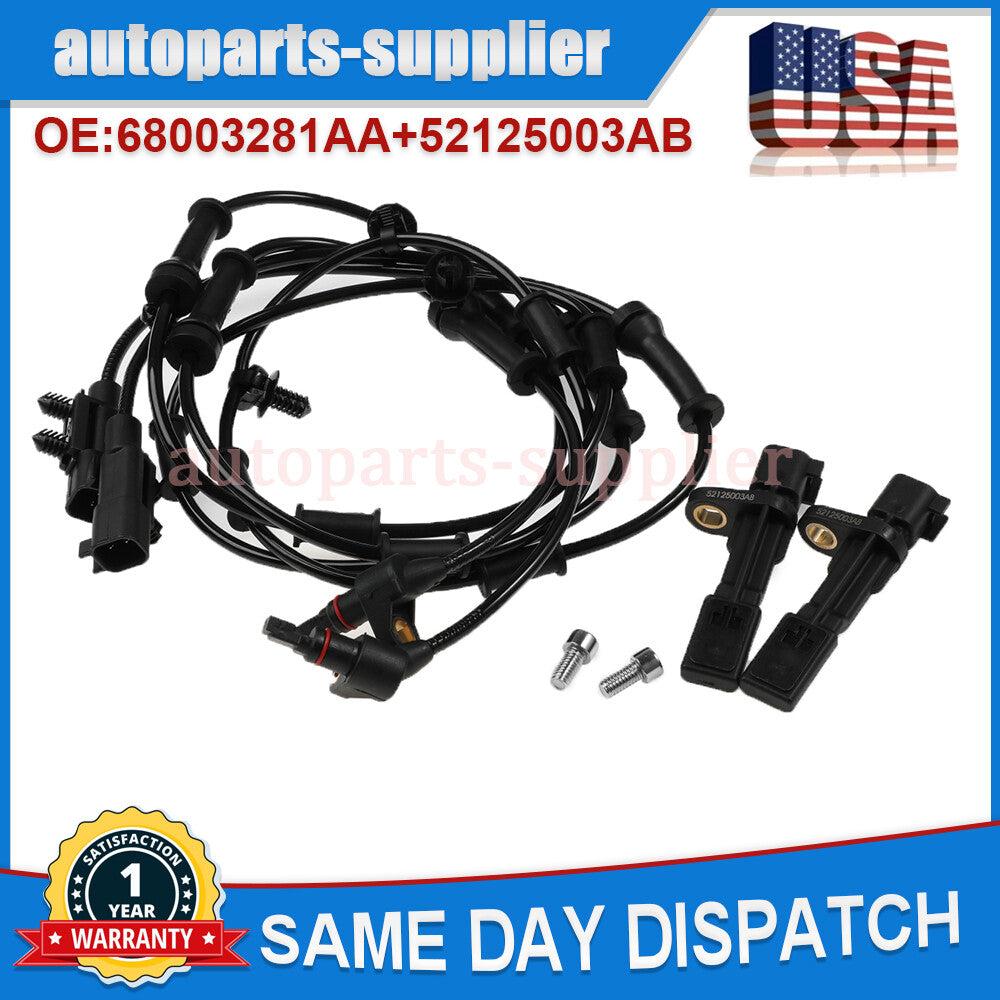 4-piece ABS wheel speed sensor set (front, rear, left, right) suitable for 2007-17 for Jeep for Wrangler .