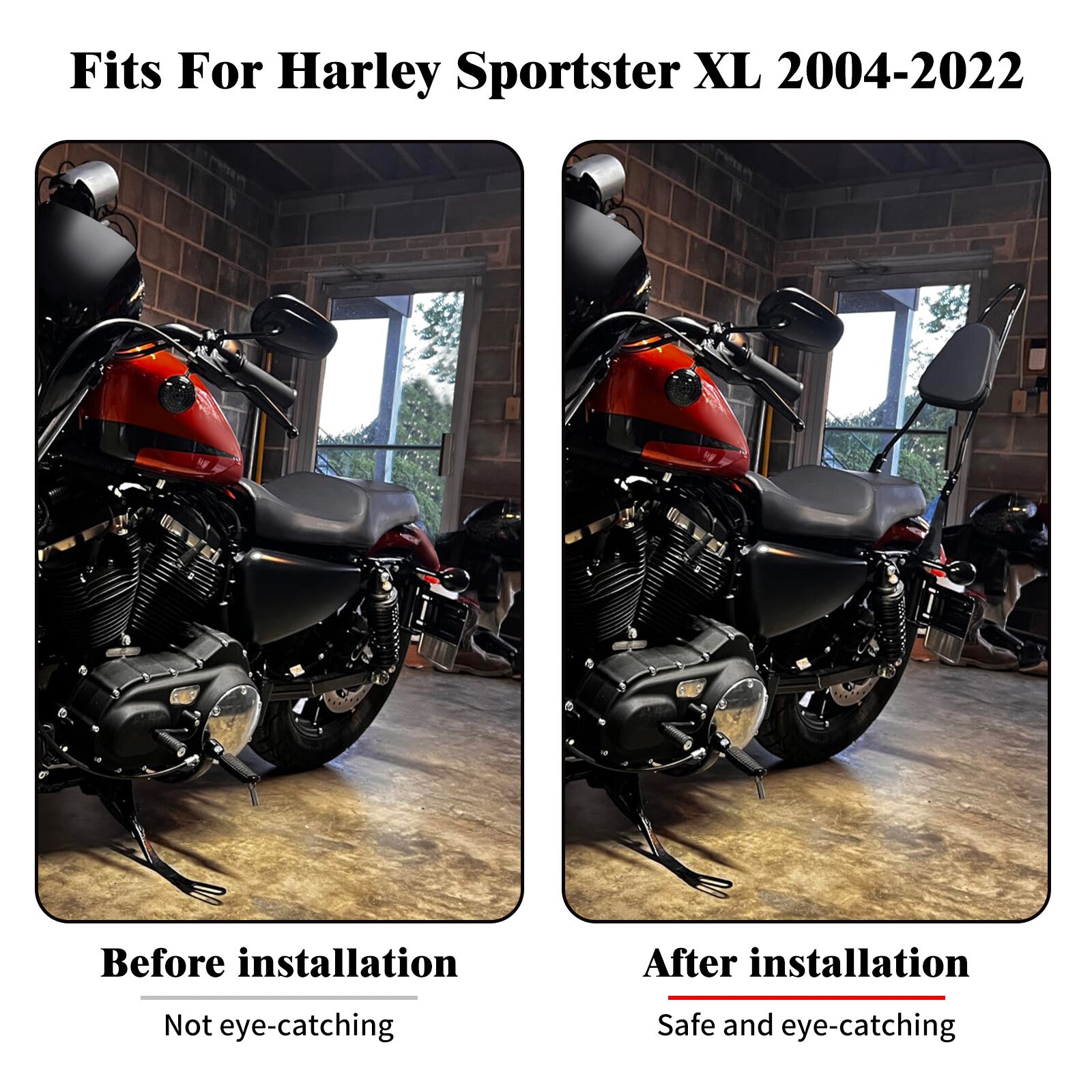 Detachable Passenger Backrest Sissy Bar for Harley Sportster XL 883 1200 04-2022