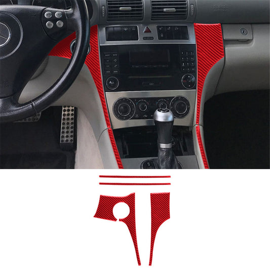 Red Carbon Fiber Dashboard Strip Cover Trim for Mercedes-Benz W203 2005-2007