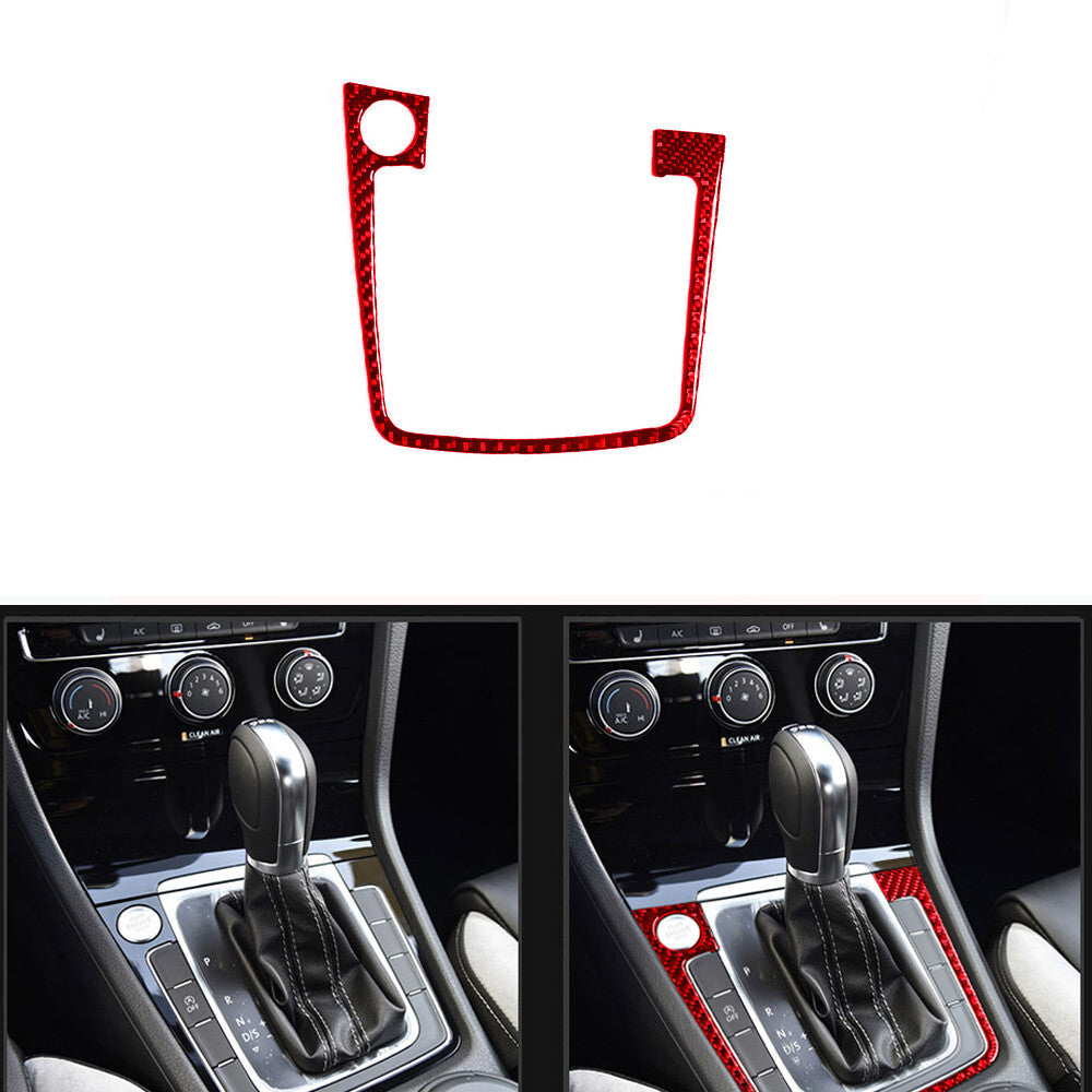 Red Carbon Fiber Gear Shift Panel Type B Trim Cover for VW for Golf MK7 2013-2019