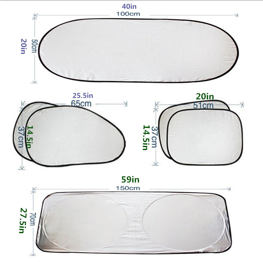 6Pcs Car Windshield Window Sun Shade Heat Block Screen Rays Folding Cover