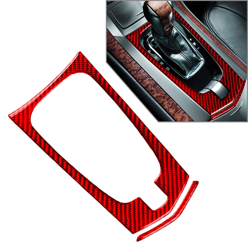 Carbon Fiber Center Gear Shift Interior Cover Trim Red for Cadillac CTS 2008-13