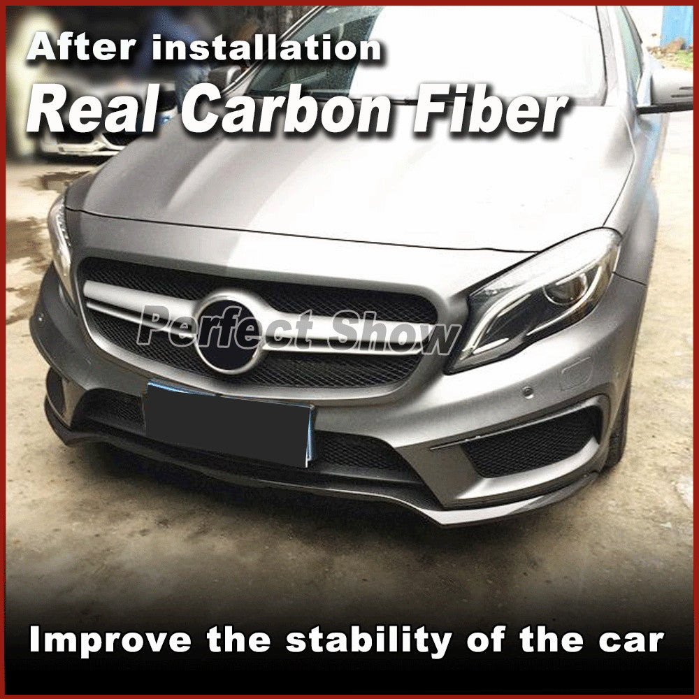 for Mercedes-Benz X156 GLA45 2015-2016 REAL Carbon Front Bumper Lip Spoiler