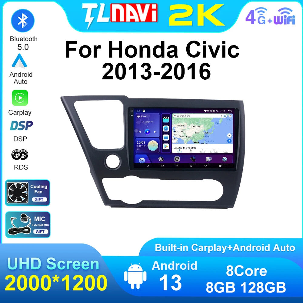 for Honda for Civic LHD AutoRadio Stereo Player Car Radio GPS Navigation Head Unit