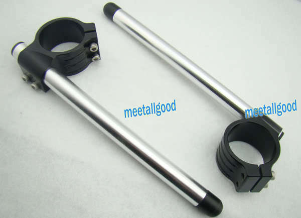 for Ducati 848 1098 1198 CNC Raised Clip On Handlebars 53mm Silver 2pcs
