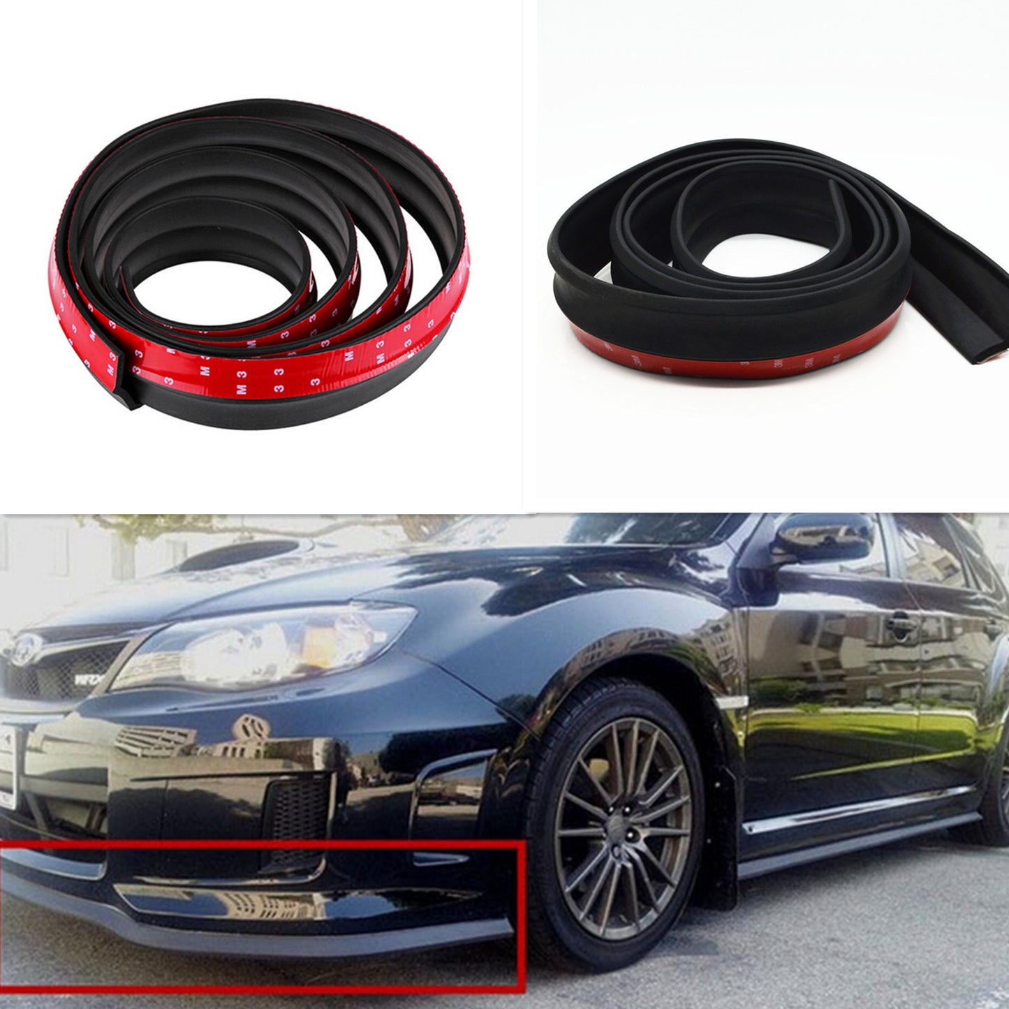 2.5M Car Front Bumper Spoiler Lip Splitter Chin Protector Rubber Pad