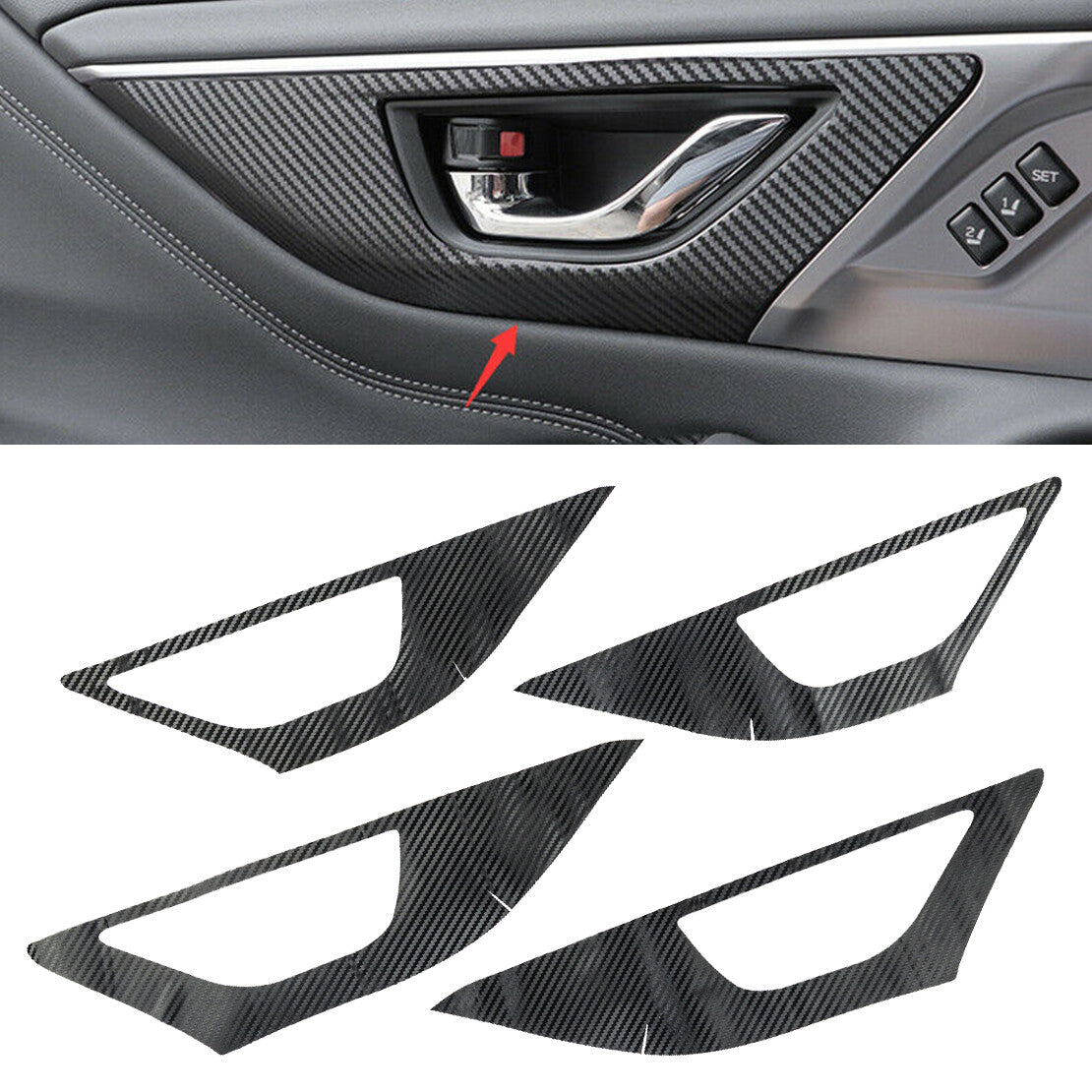 4x Interior Door Handle Bowl Cover Trim Decor Fit for Subaru Outback 2020-2022