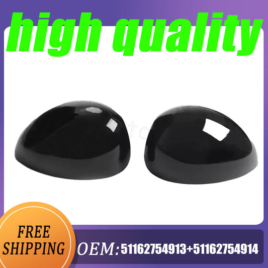 2-Pack 51162754913+51162754914 Glossy Black Mirror Protective Case for Mini Cooper