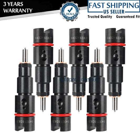 Set of 6 0432193635 RV275 Injectors for Dodge 5.9L 40-50 HP 98.5-2002
