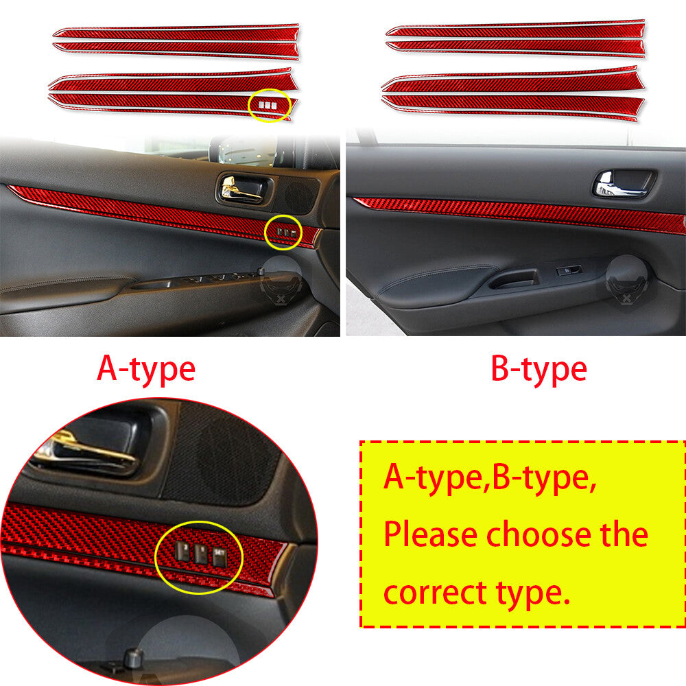 for Infiniti G37 Sedan 2007-13 Carbon Fiber Interior Door Panel Decorative Cover