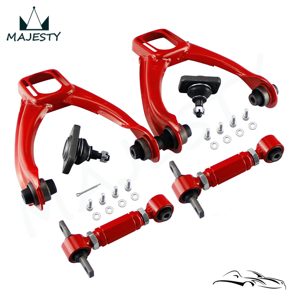 Front Upper Control+Rear Camber Adjustable Kit For 1996-2000 for Honda for Civic EK Red