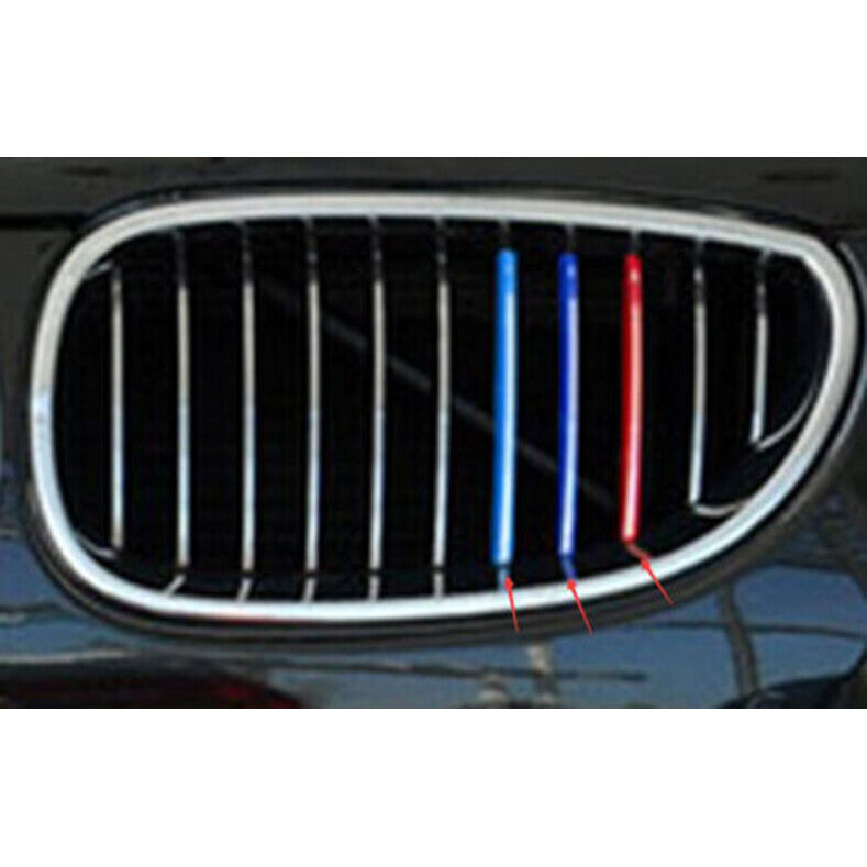 3pc for BMW 5 Series 2004-2010 3-Color Front Center Mesh Grille Grill Strip Trim