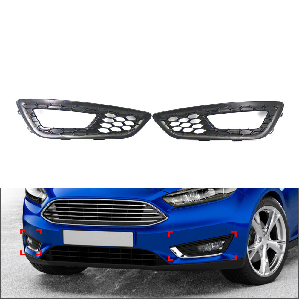 Front Bumper Fog Light Lamp Cover Grille Matte Black for Ford Focus 2015-2018 15