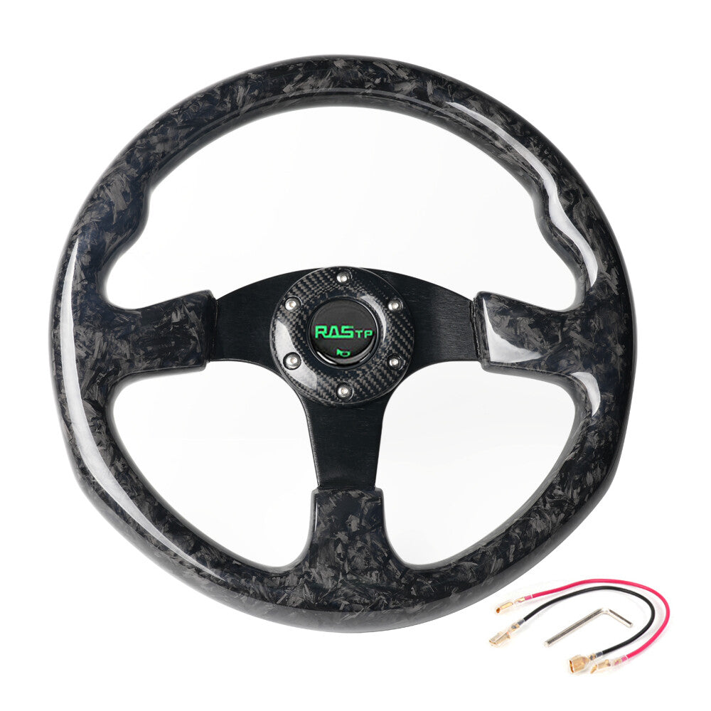 14Inch Forged Carbon Fiber Drifting Racing Steering Wheel 350mm Flat Dish 6 Bolt