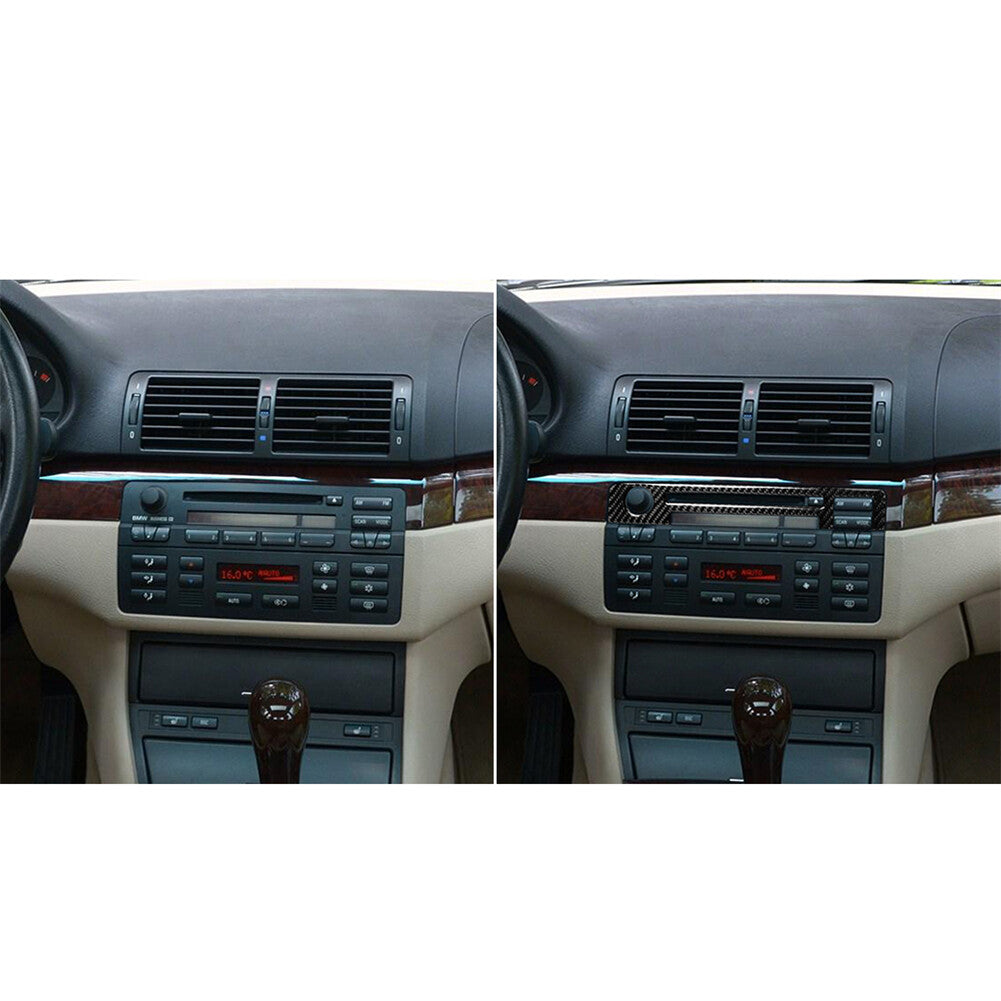 Carbon Fiber Center Console CD Panel Trim Cover for BMW 3 Series E46 1998-2005