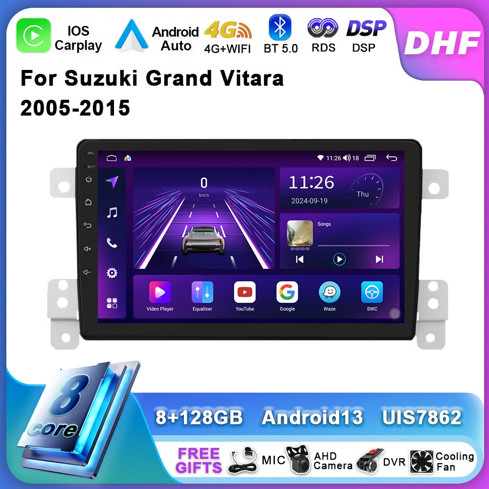 for Suzuki Grand Vitara 3 2005-2015 Stereo Android CarPlay Car Radio Player GPS