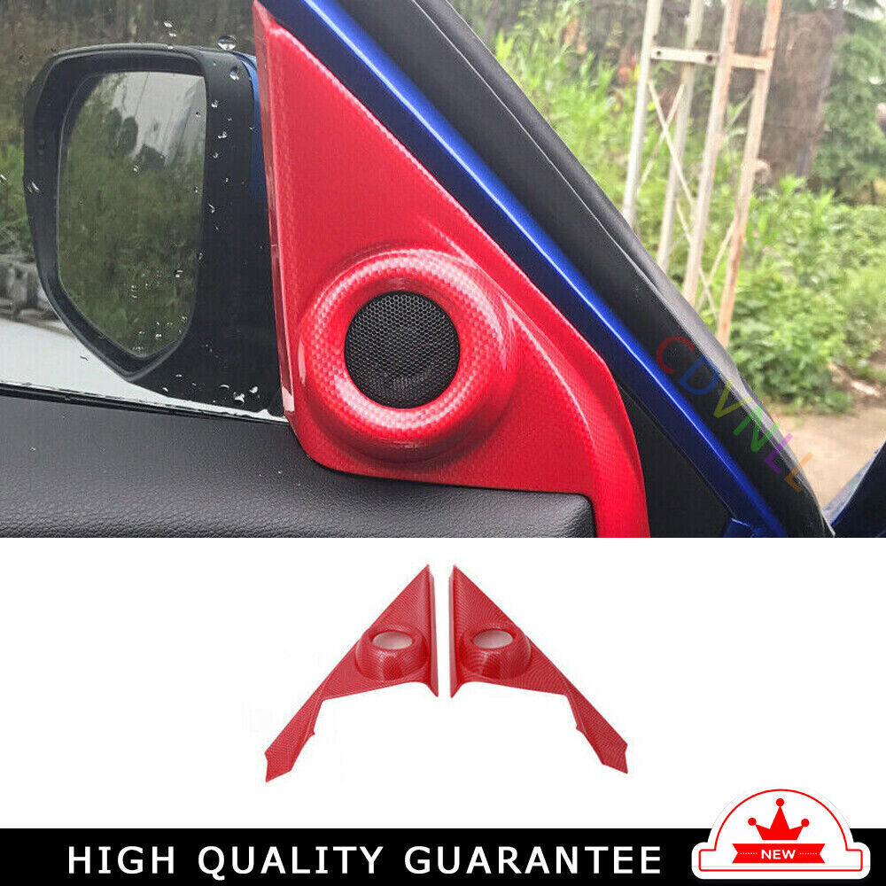 A Post Speaker Frame Cover Trim 2PCS for Honda for Civic 2016-2021 Red Carbon Fiber