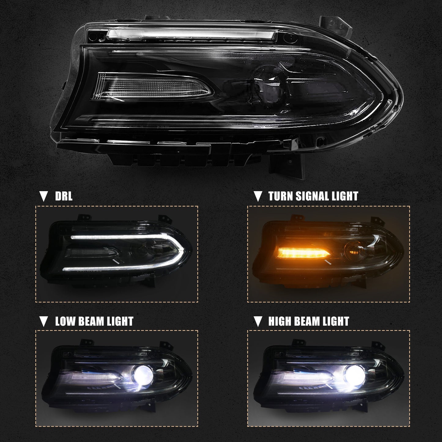 Driver Left HID/Xenon Projector Headlight Assembly for 2015-2023 for Dodge Charger