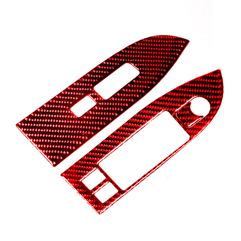 2x Carbon Fiber Front Window Switch Panel Cover Trim for Suzuki Grand Vitara Red