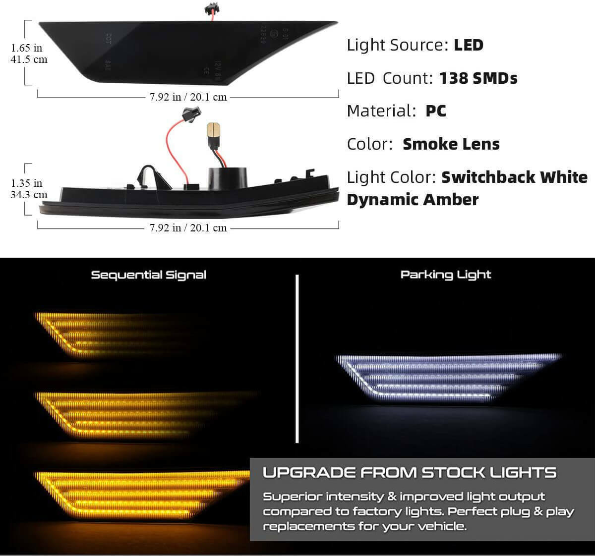 Suitable for 2016-2021 for Honda civilian vehicle smoked side marker light rotary signal light switch LED