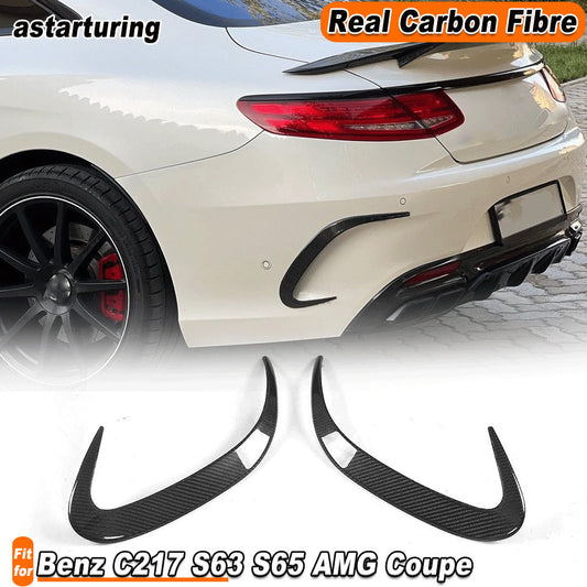 REAL CARBON Rear Bumper Splitter Fins Fit for Benz C217 S63 S65 Coupe 14-19