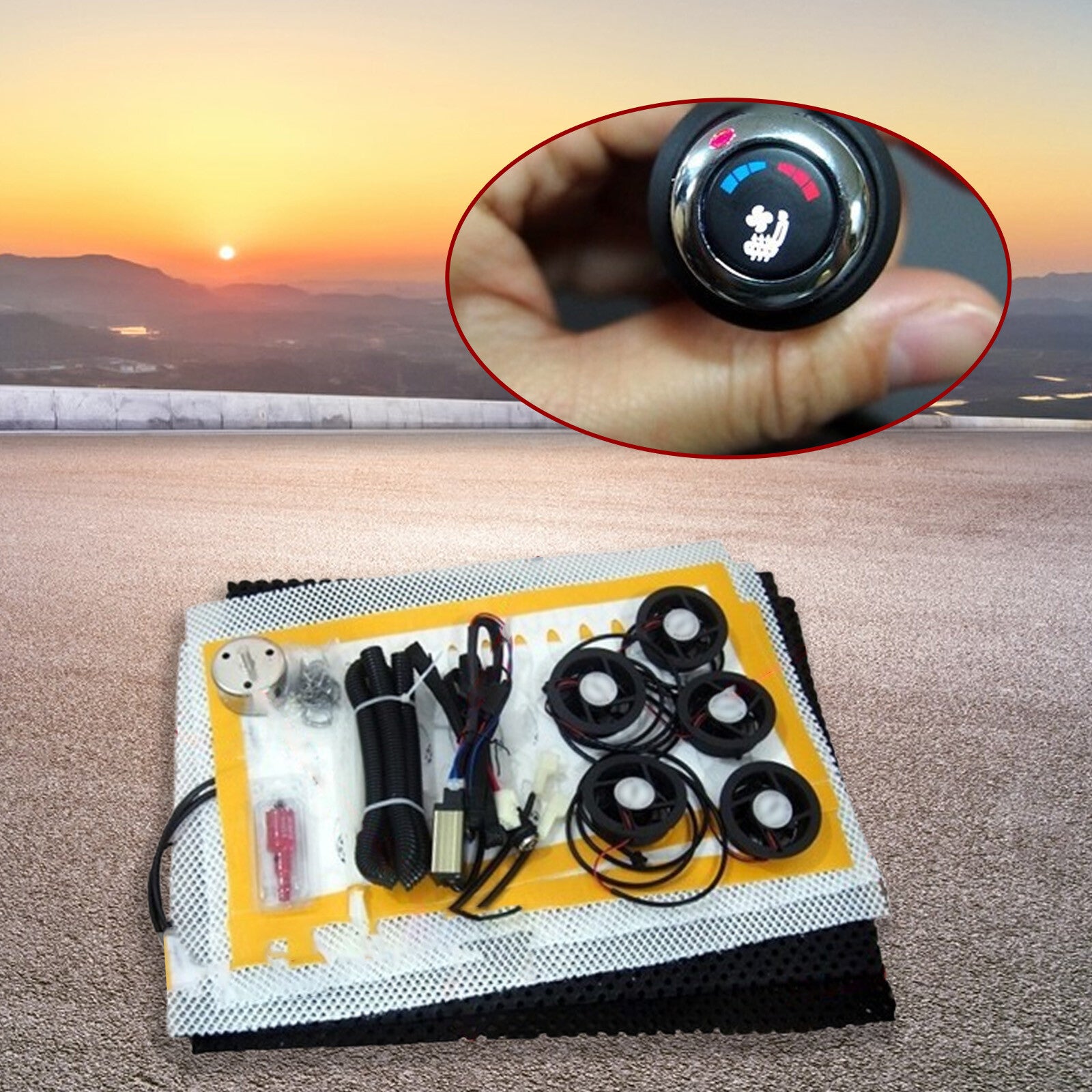 Universal car for seat heater+ventilation, 1 for seat install.mesh and hole saw included