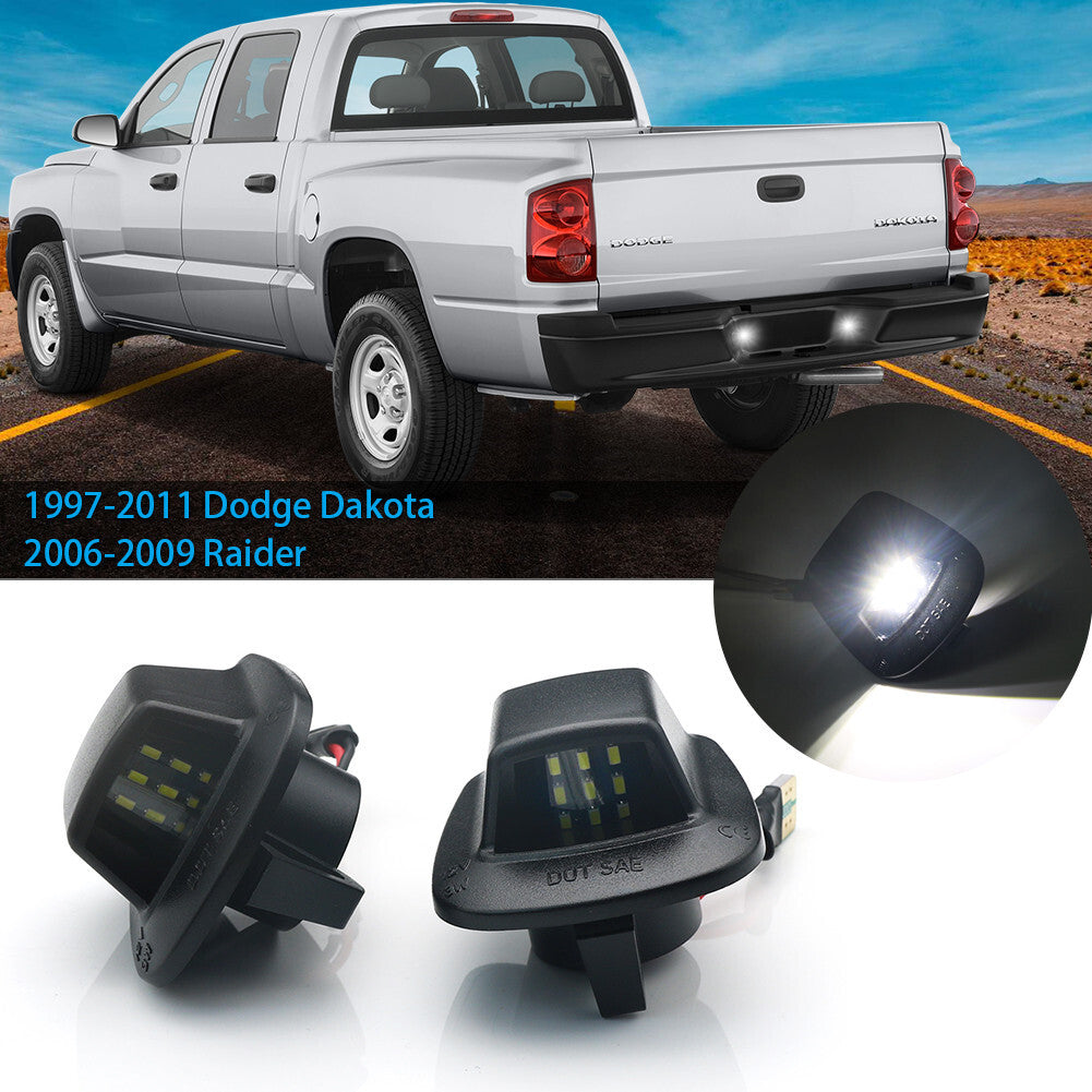 2Pcs Rear LED Number License Plate Light Lamps for Dodge Dakota 1997-2011 6000K