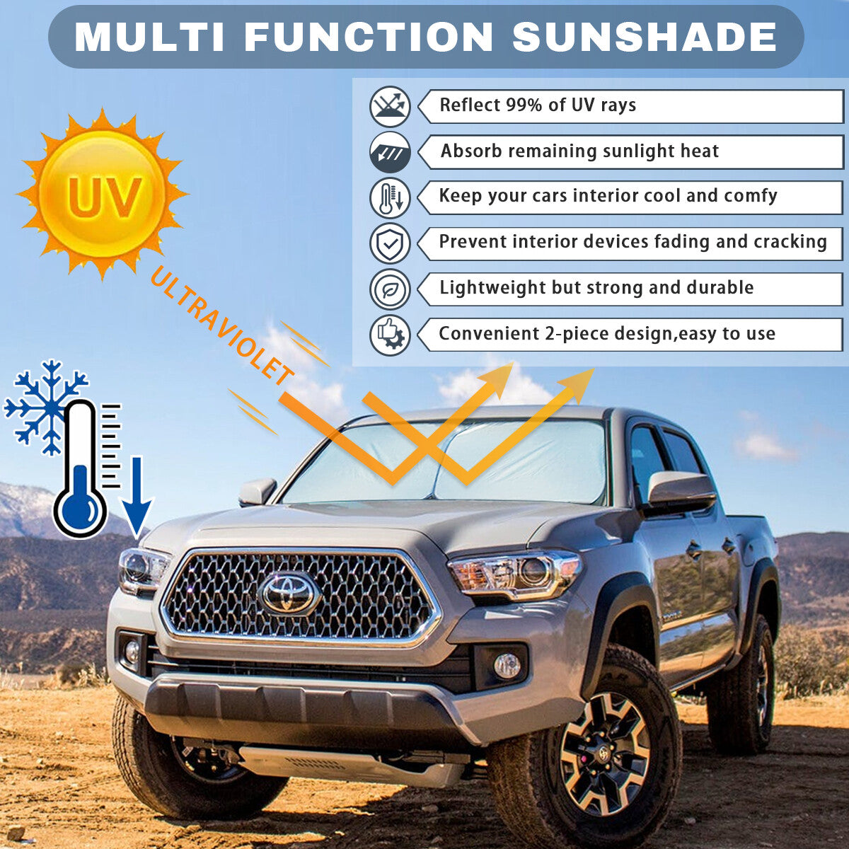 2X for Ford Accessories Car Windshield Sunshade UV Block Sun Shield Cover Visor