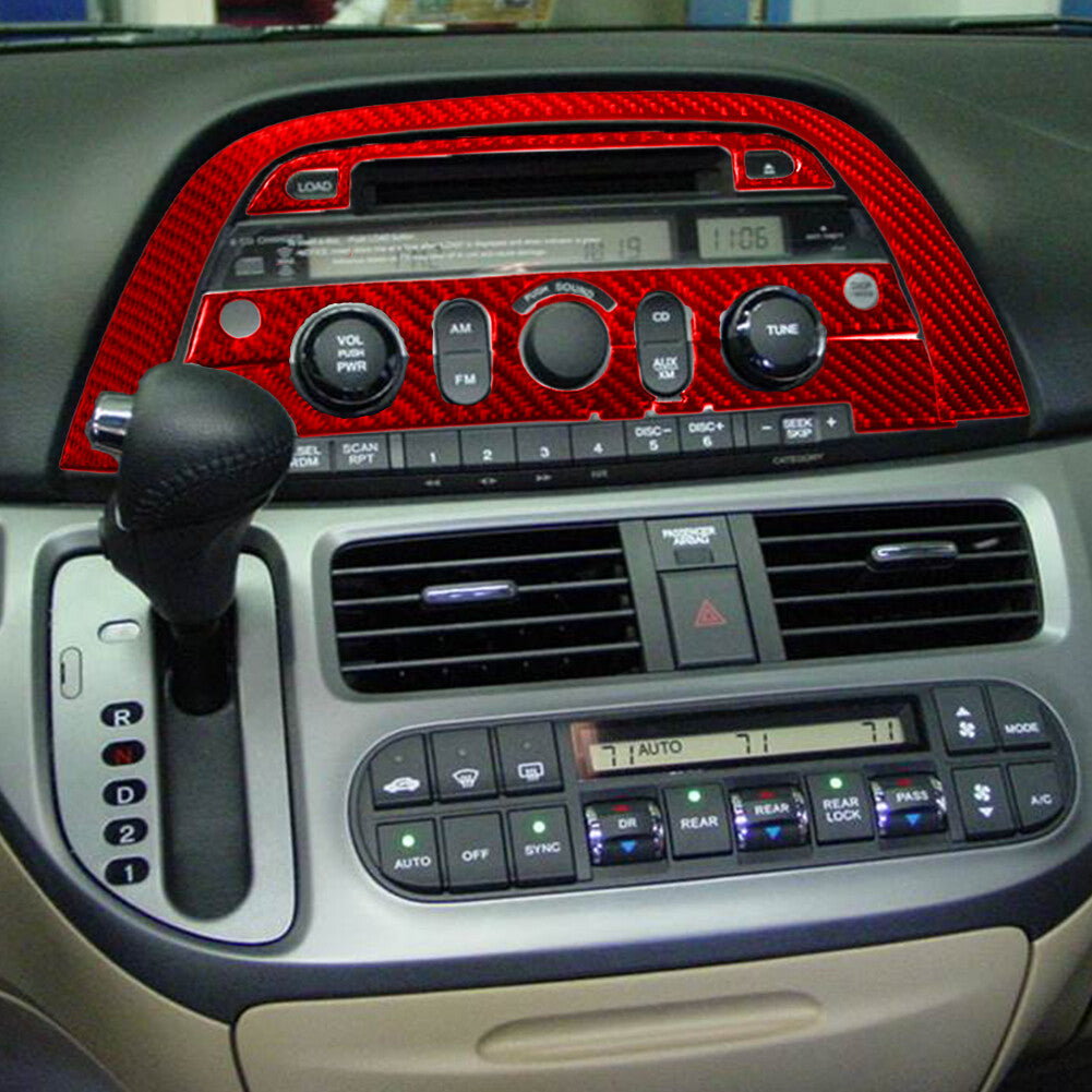 5X Red Carbon Fiber Console CD Radio Panel Cover Trim for Honda Odyssey 2005-10