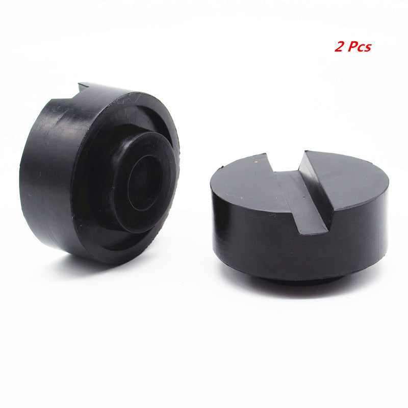 2x Black Rubber Car Truck 6533mm Slotted Frame Rail Floor Jack Disk Pad Adapter