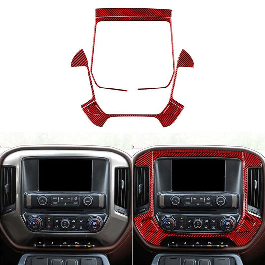 Carbon Fiber Center Console Cover Trim For Silverado for GMC for SIERRA 2014-2018 -A