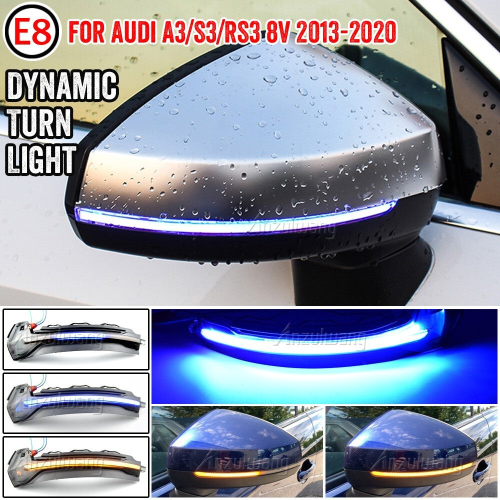 2pcs Dynamic LED Turn Signal Lamp Wing Side Mirror Light for Audi A3 8V