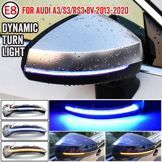 2pcs Dynamic LED Turn Signal Lamp Wing Side Mirror Light for Audi A3 8V