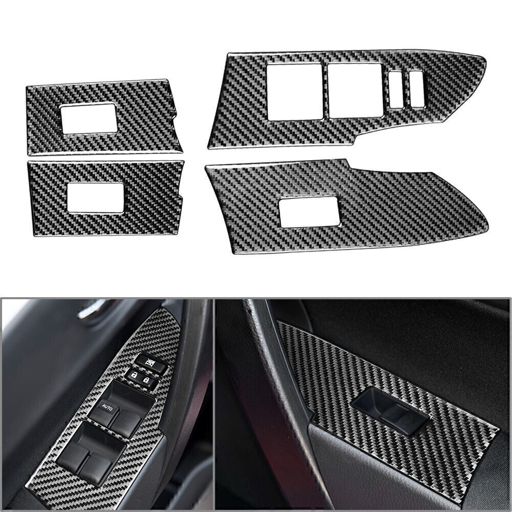 4Pcs Window Lift Switch Panel Cover Trim Carbon Fiber for Toyota for Corolla 14-18