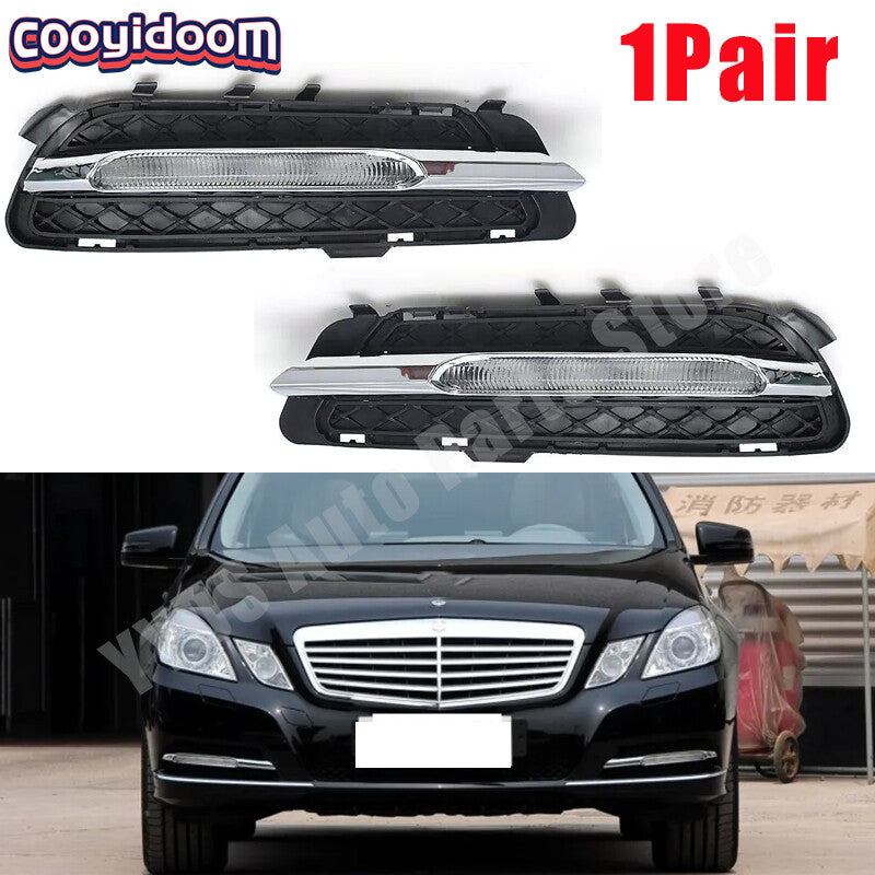2x Bumper Set Fog Light Lamp+Grille Trim for Mercedes-Benz W212 E350