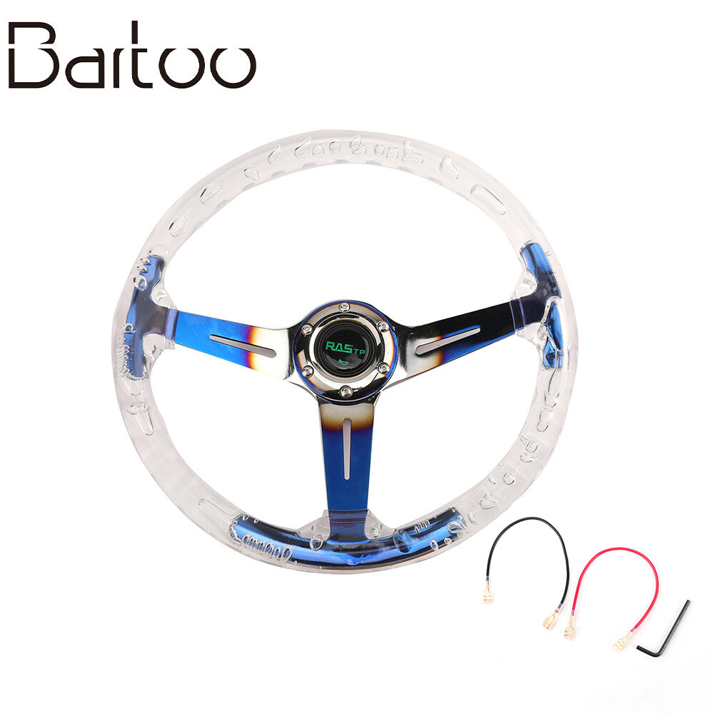 Car Acrylic Steering Wheel Bluing Spokes Blue 350mm 14inch Racing