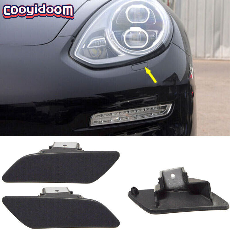 2X for Porsche for Panamera 2014-2016 Unpainted Headlight Washer Spray Nozzle Cover