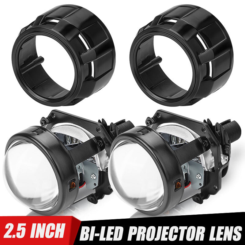 Headlight 2.5 inch Bi LED Projector Lens 100W Hi/Lo Beam Retrofit with Shrouds