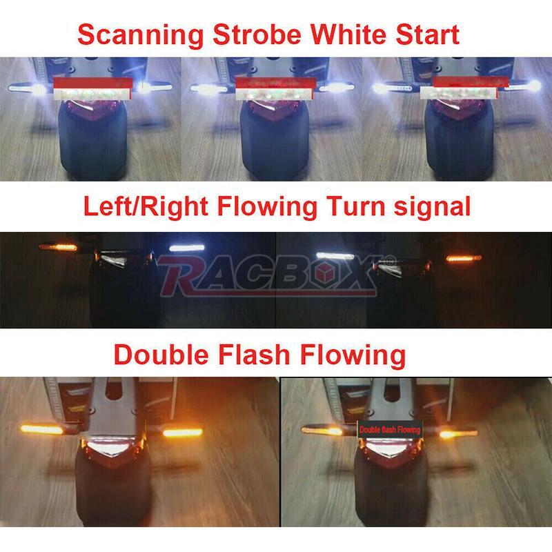 4X Sequential LED Motorcycle Flowing Turn Signal Indicator Light DRL Brake Lamp
