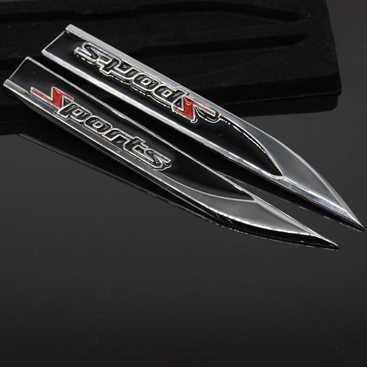 Car Metal Fender Sports Emblem 5.90.7in Badge Decal Racing Dagger Sticker