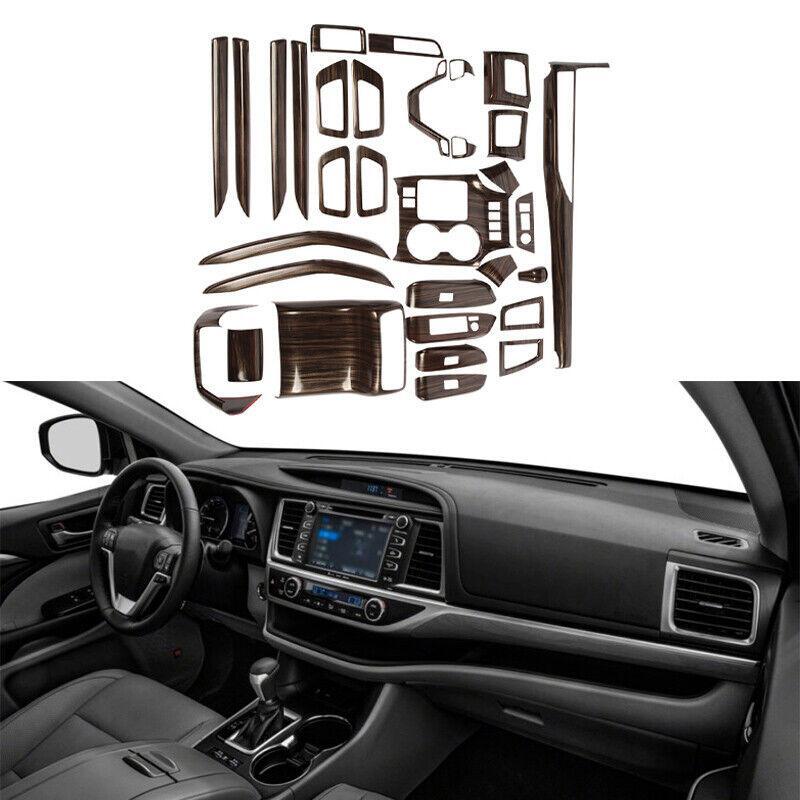 for Toyota Highlander 2014-2019 Matte Wood Grain Interior Full Set Decor Trim