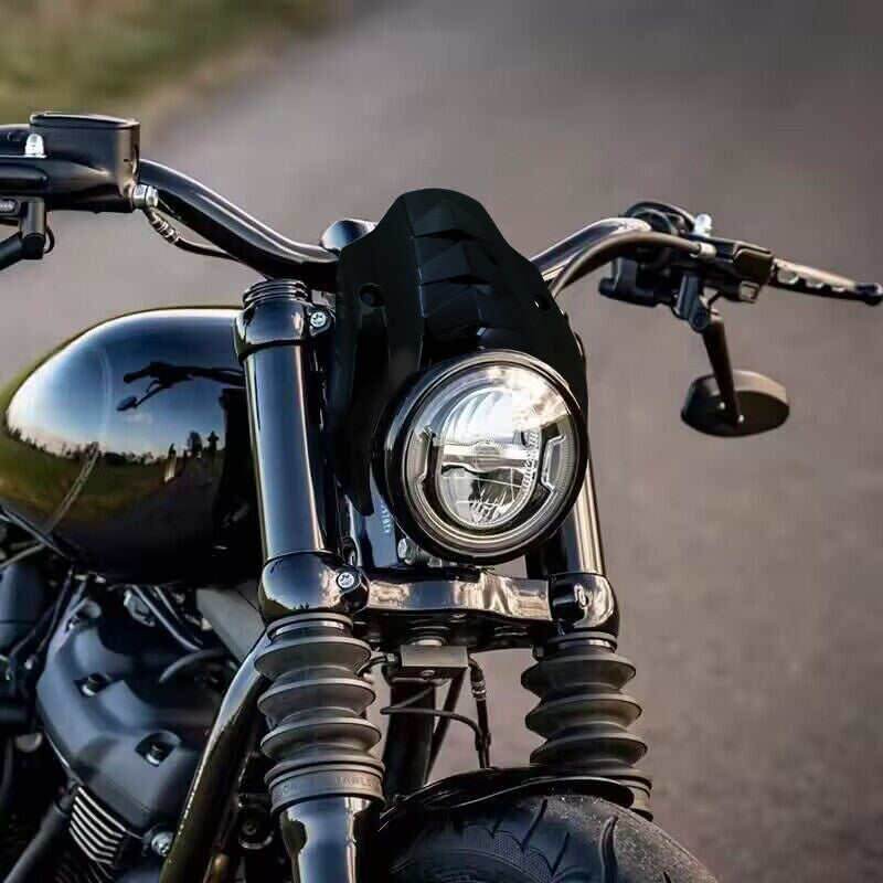 Gloss Black Front Headlight Fairing Mask Cover for Harley Street Bob 2018-2023
