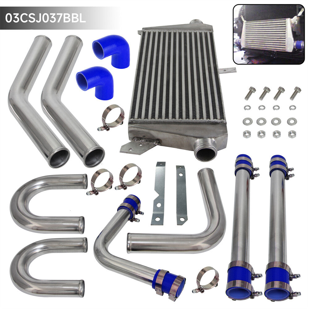 Universal Intercooler 460x240x50mm + 2 51mm Aluminum Piping Hose Kit w/Screws