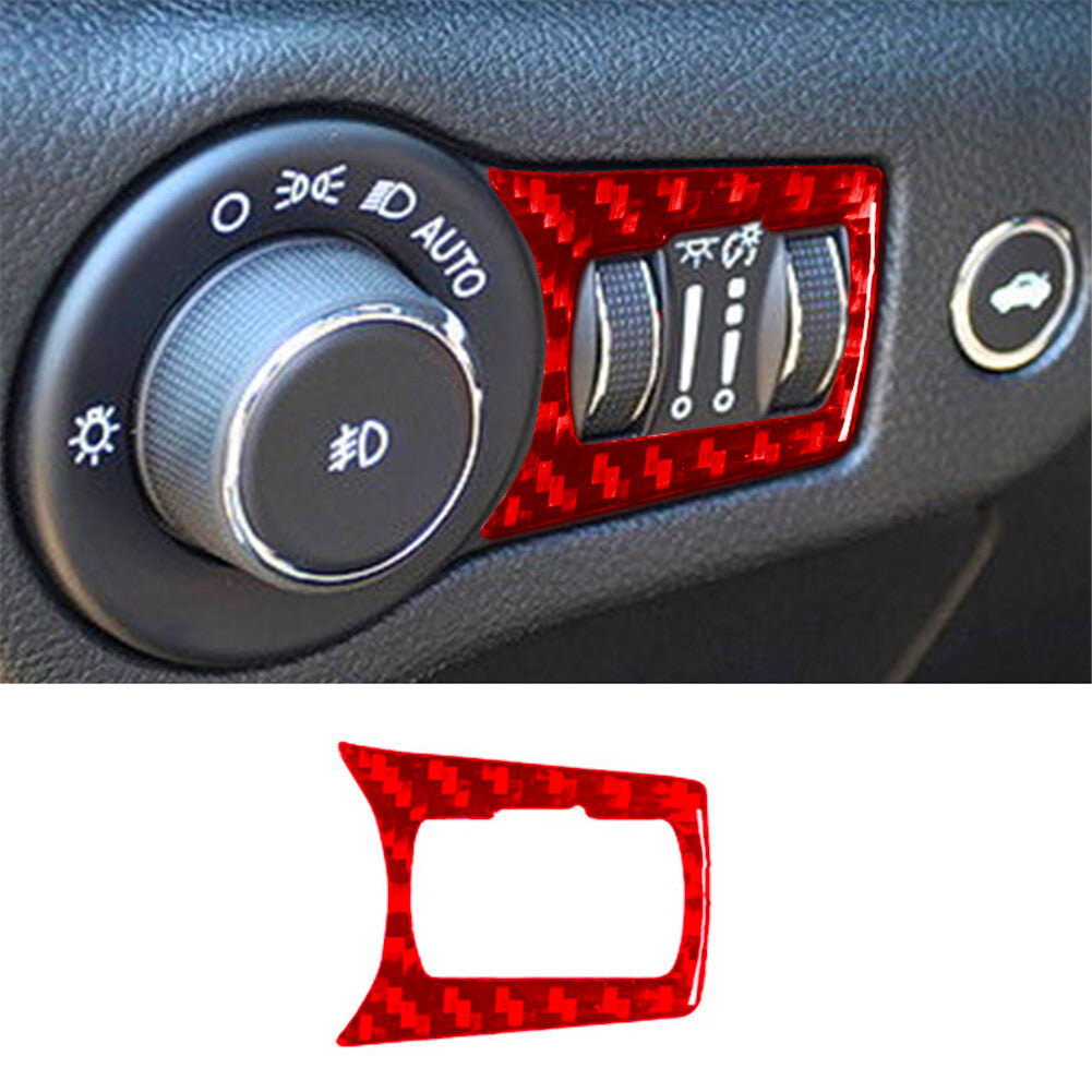 Red Carbon Fiber Front Lighting Control Frame Cover for Chrysler 200 2015-2017