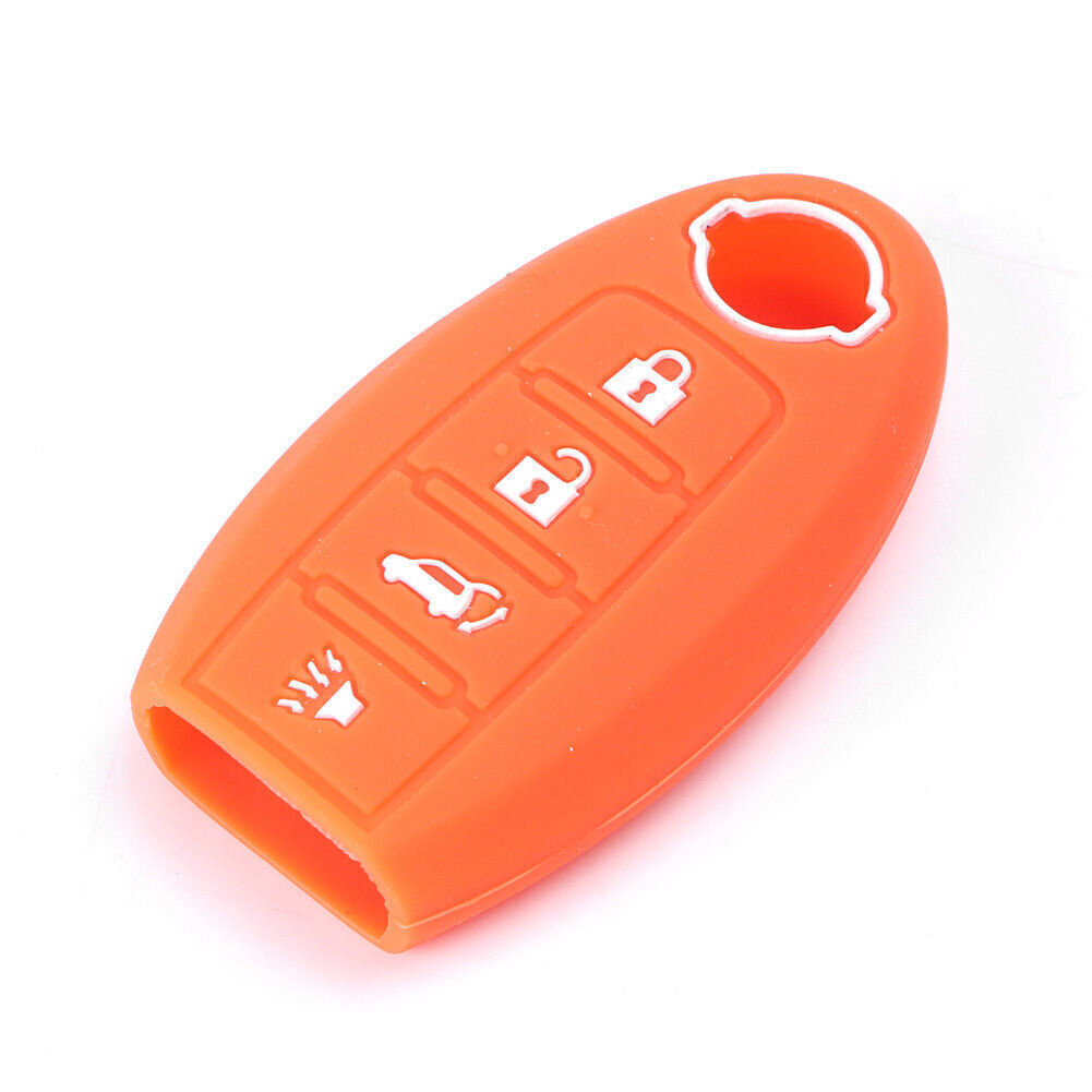 4 Button Remote for Smart Key Fob Shell Cover Orange Fit for Nissan 370Z Altima Silicone